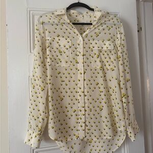 Equipment Women’s Tennis Ball Print Button-Up Blouse Size M
